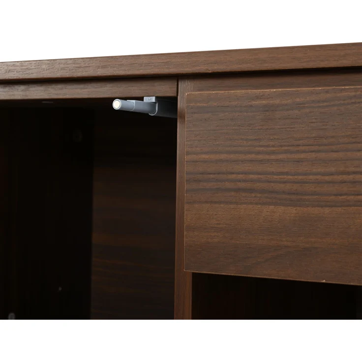 Sideboard 140 x 35 x 71 cm mit 4 Schubladen und 2 Lamellentüren – MDF in Walnussholzfarbe – Bild 10