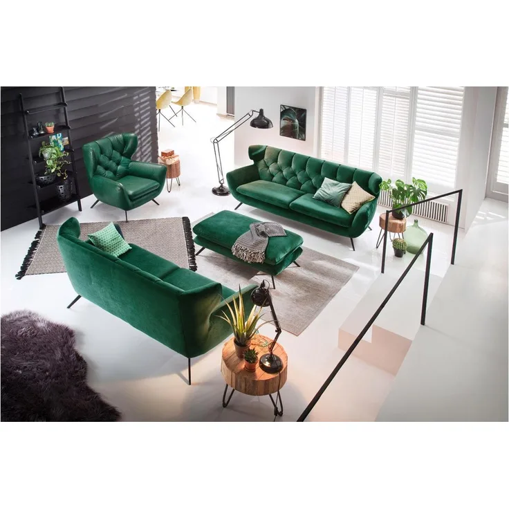 Sofa 2-Sitzer SIXTY Couch in Velour Stoff smaragd 175 cm