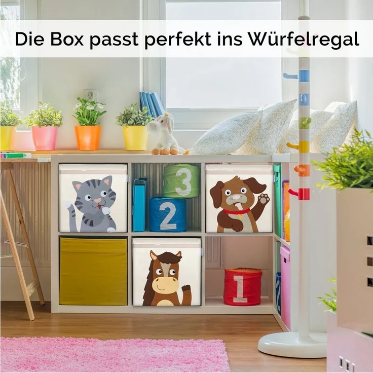 GLÜCKSWOLKE Aufbewahrungsbox Kinder - 15 Motive I Spielzeugkiste mit Deckel für Kinderzimmer (Größe 33x33x33), Boxen zur Aufbewahrung im Kallax Regal I Kiste für Spielzeug – Bild 2