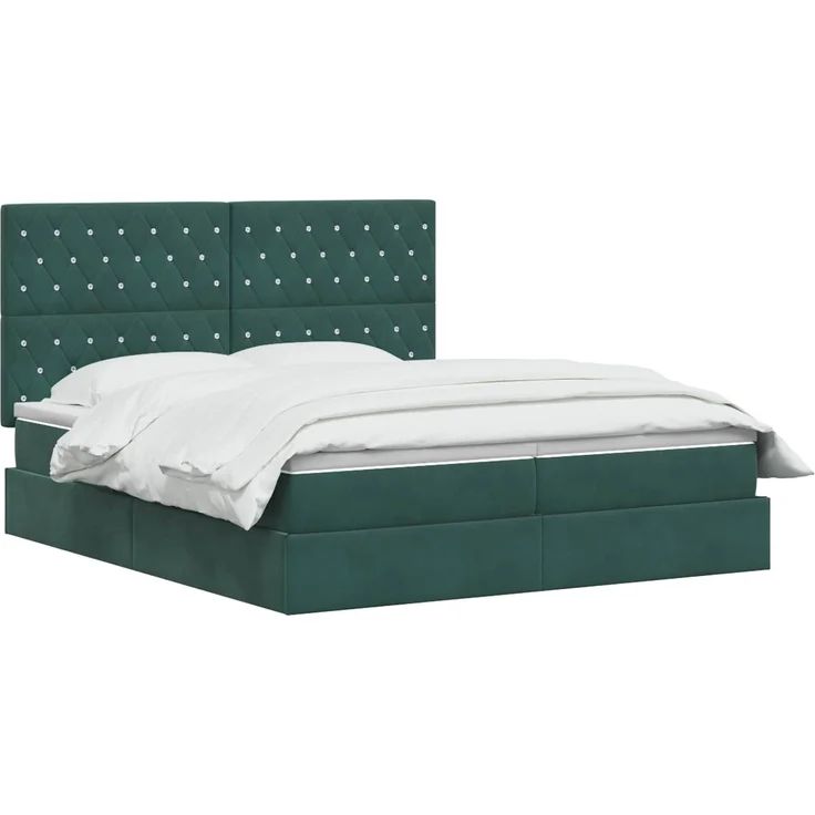 vidaXL Aufbewahrungsbett mit Kopfteil Dunkelgrün 200 x 200 cm Samt 3459822 – Bild 3