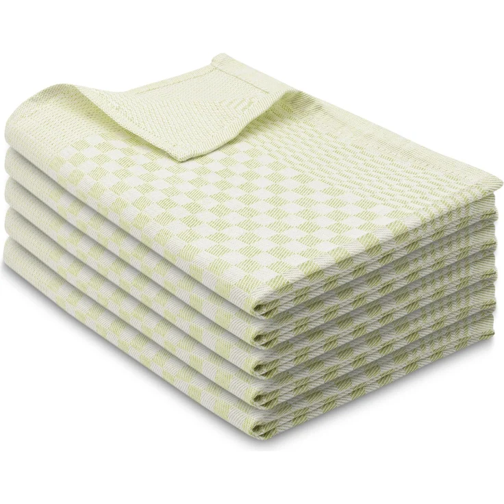 ZOLLNER 5er Set Geschirrtücher, 100% Baumwolle, 46x70 cm, saugstark, grün kariert – Bild 1