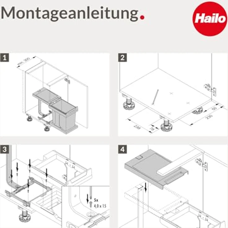 HAILO Abfallsorter 20 Liter SOLO 20 ab 30 cm Schrankbreite – Bild 9