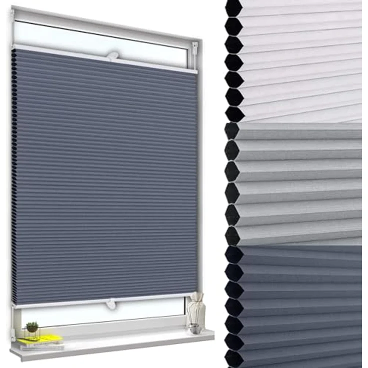 WOLTU Wabenplissee ohne Bohren Verdunklung Thermo Doppelplissee Klemmfix Zweifarbig 70x130 cm Blau-Weiß, Plissee Faltrollo Sonnen-, Sicht- & Schallschutz, Jalousie Plisseerollo für Fenster & Tür – Bild 2