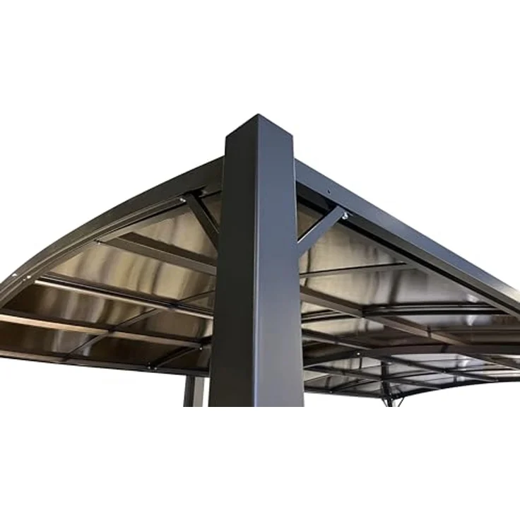 LECO Pergola JOTTA 4.0, Aluminium- und Stahlgestell anthrazit, Polycarbonat-Dach grau-transparent, 5,38x3 m – Bild 6