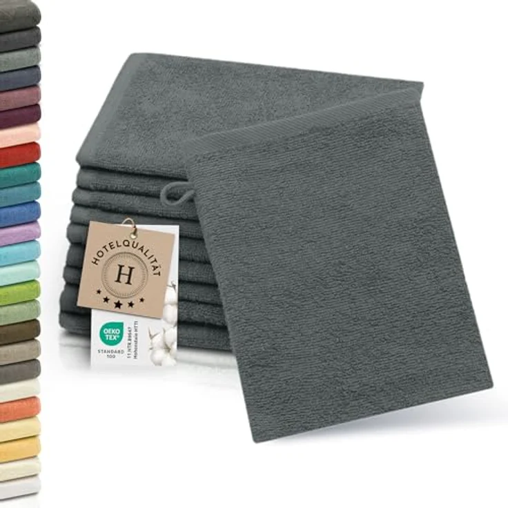 ZOLLNER Waschlappen, (10-St), dauerhaft strahlende Farben, weich, 16x21 cm, 100% Baumwolle, vom Hotelwäschespezialisten – Bild 2