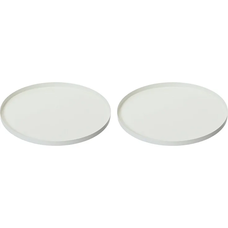 Kaemingk Dekotablett, Dekoratives Tablett rund 30-35cm Metall matt 2er Set - Weiß