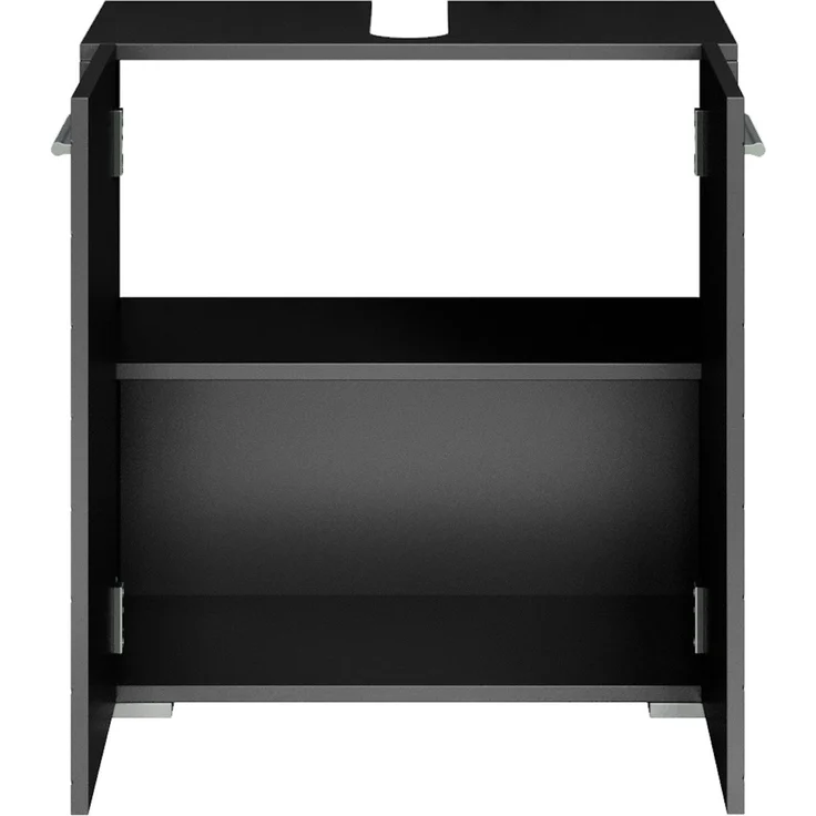 Badplaats Waschbeckenunterschrank Jupiter 60x30 cm Schwarz Fischgrät - Stehender Badezimmerschrank mit 2 Türen und Montagematerial – Bild 2