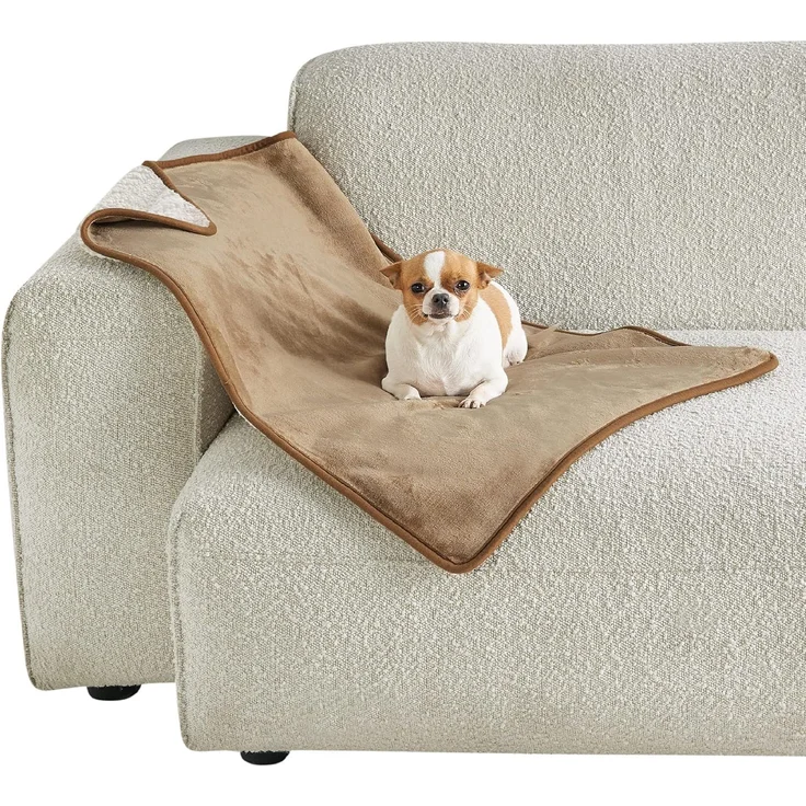 Lesure wasserdichte Hundedecke kleine Hunde - 80x60 cm Outdoor Hundedecke waschbar, Hundedecke Sofaschutz aus Sherpa Fleece, Katzendecke flauschig und weich, Kamel – Bild 1