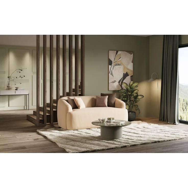 DOMO. collection Sofa Parika, 2 Sitzer, organische Form, Garnitur, Polstersofa, 2er Couch, 177 x 113 x 81 cm (BxTxH), beige