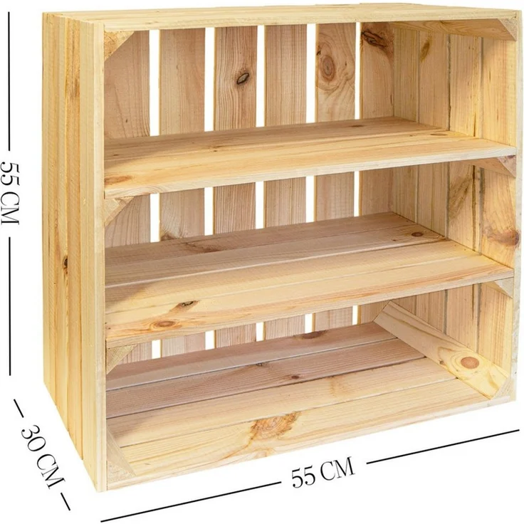 Kistenkolli Altes Land Allzweckkiste Holzkiste Regal Tamme 55x55x30 cm Massivholz Kistenregal (Spar-Set, 1er Set) – Bild 3