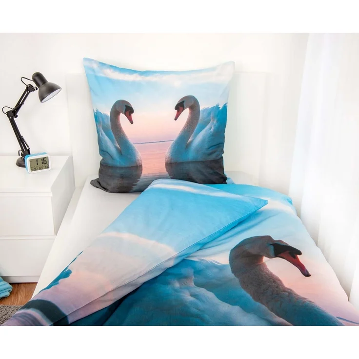 Herding Kinderbettwäsche Partner Bettwäsche 4tlg. Schwanenpaar 135x200 cm (80x80 cm) – Bild 3
