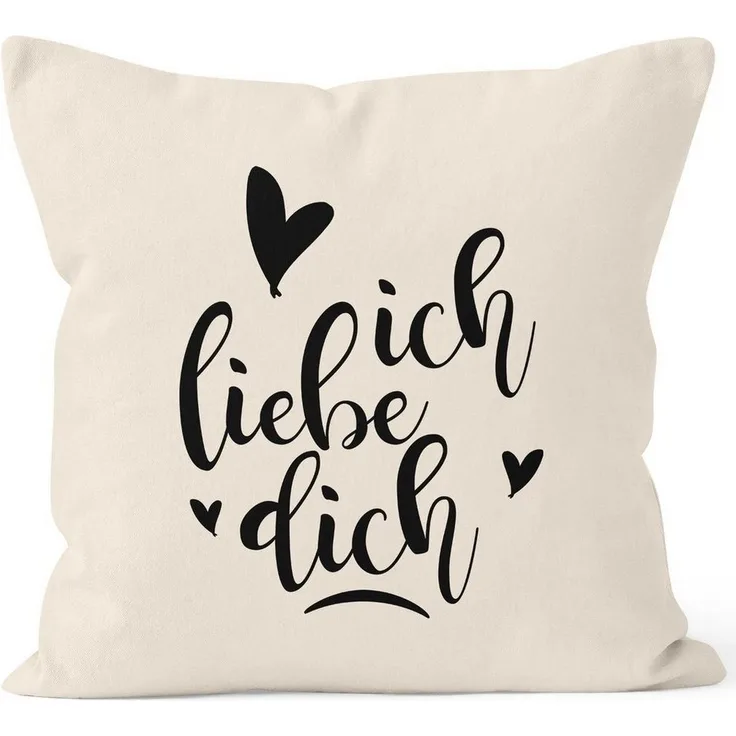 MoonWorks Dekokissen Kissenbezug Ich liebe Dich I love You Liebe Love Geschenk Frau Freundin Mann Freund Zuneigung Kissen-Hülle Deko-Kissen Baumwolle MoonWorks®