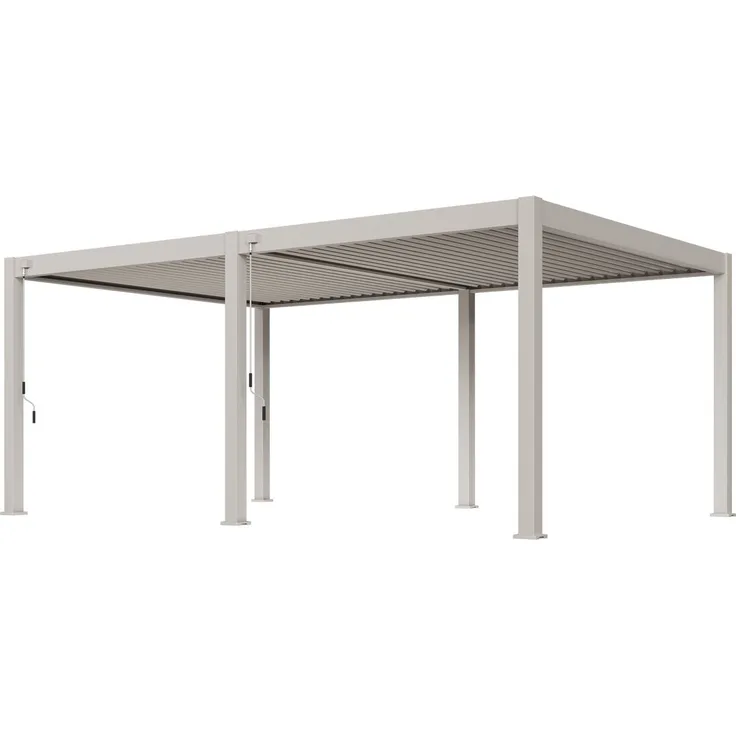 Weide Deluxe Plus | Pergola Voll Aluminium freistehend | 4 x 6 M | Lamellendach Ivory Sand