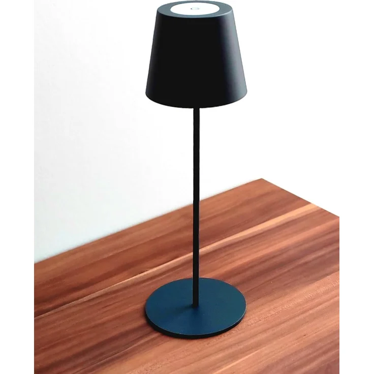 TRANGO LED Tischleuchte, Anthrazit LED Tischlampe 2017-03A kabellos & Touch stufenlos dimmbar 3 Watt 2700K warmweiß IP44 Spritzwassergeschützt Tischleuchte Akku Aufladbar, für Schlafzimmer Garten Restaurant Bar Terrasse Camping – Bild 7