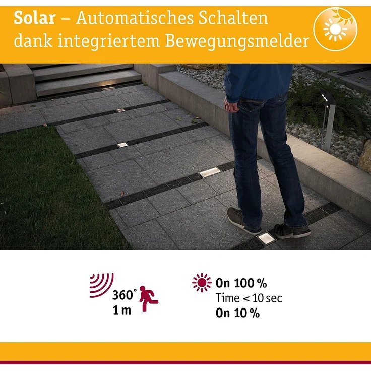 Paulmann No. 94238 Solar LED Bodeneinbauleuchte Aron 10x10 cm mit Bewegungsmelder – Bild 5
