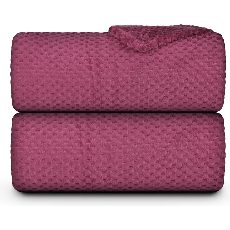 Kuscheldecke "Popcorn" Cashmere Soft-Touch Weinrot 150x200 cm – Bild 1
