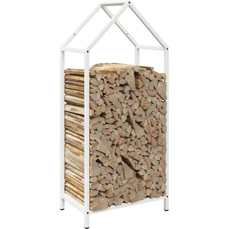vidaXL Brennholzregal Weiß 40x25x90 cm Kaltgewalzter Stahl 864296 – Bild 3