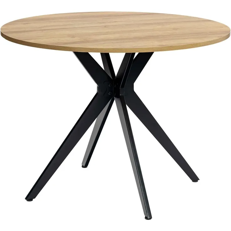 MEUBLE COSY Runder Esstisch Klein Tisch Küchentisch Esszimmertisch 4 Personen für Küche, Wohnzimmer, Büro, 100 x 100 x 75 cm, Eiche + Schwarz