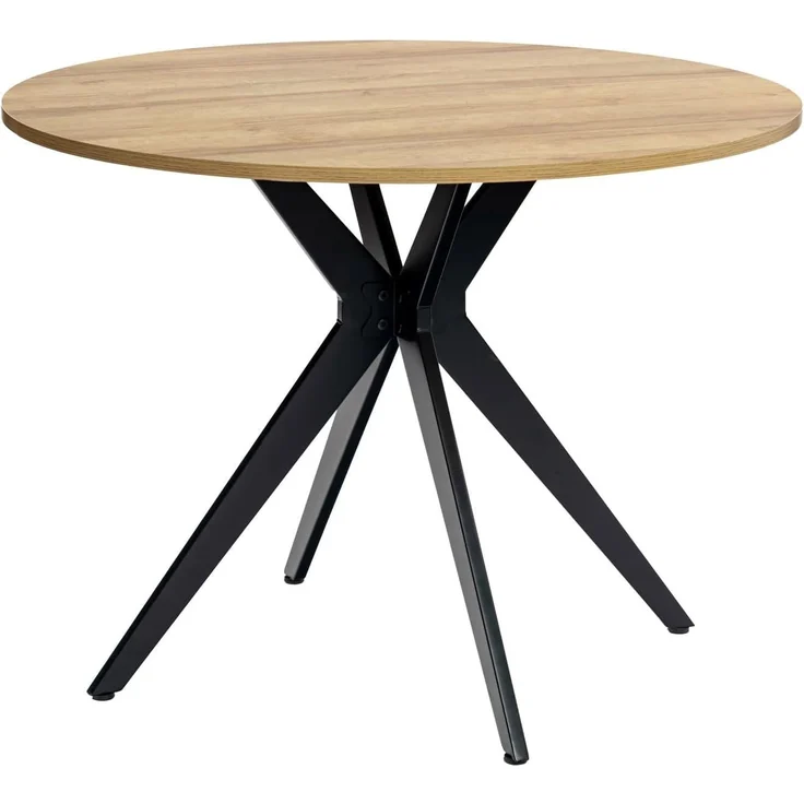 MEUBLE COSY Runder Esstisch Klein Tisch Küchentisch Esszimmertisch 4 Personen für Küche, Wohnzimmer, Büro, 100 x 100 x 75 cm, Eiche + Schwarz – Bild 1