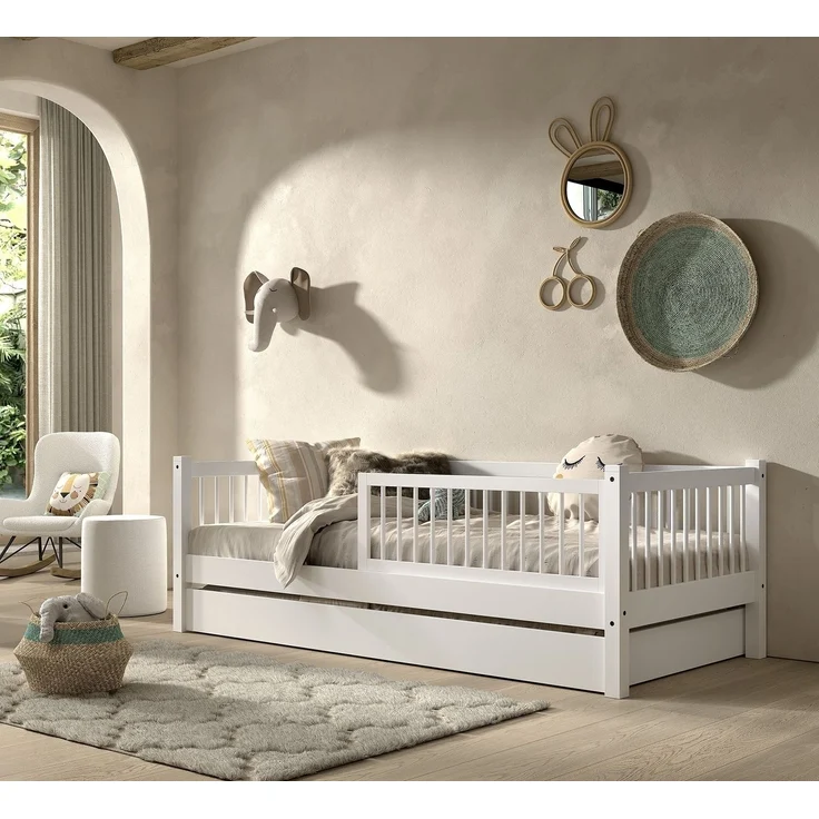 Daybett >Buche Massiv< in Buche massiv weiß lackiert - 207,5x68x97,5 (BxHxT) – Bild 2