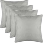 Outdoor Kissen mit Paspel ( 45 x 45 cm ) Dekokissen Garten - Reißverschluss - Schmutz- und Wasserabweisend - abnehmbarer Kissenbezug Beige 4er-Pack