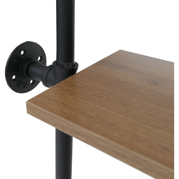 Raumteiler mit Regal HWC-P10, Wohnregal Ablageregal, Industrial Metall Melamin MVG 203x100x20cm ~ braun – Bild 5