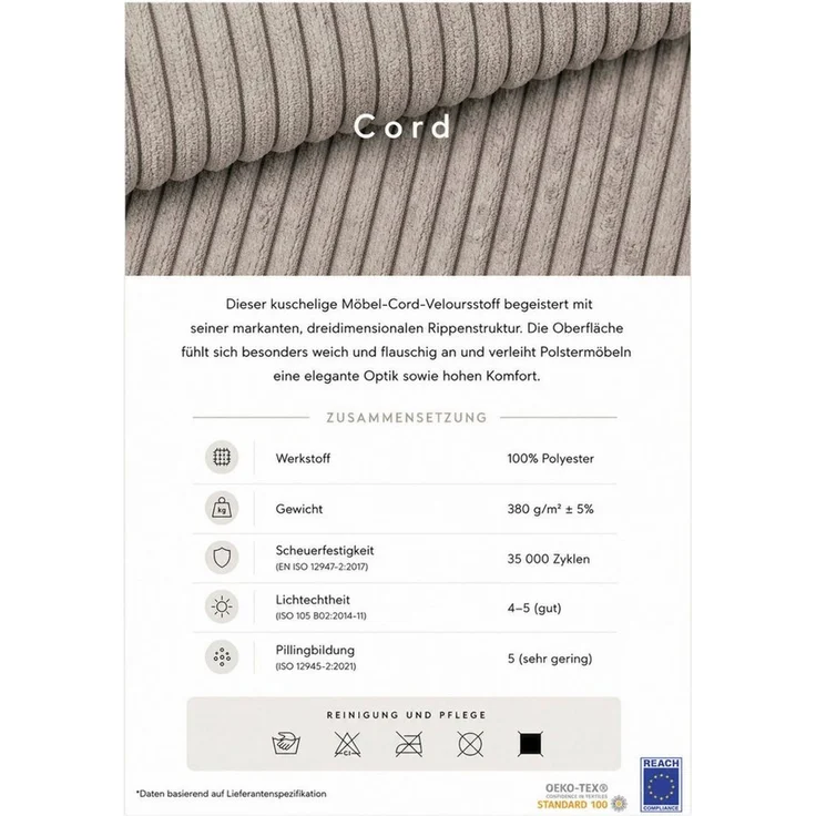 OTTO home Ecksofa Amici L-Form, B: 302 cm, Mega-Sofa in Boucle und Cord, Couch mit Federkern & 6 Zierkissen, frei stellbar – Bild 4