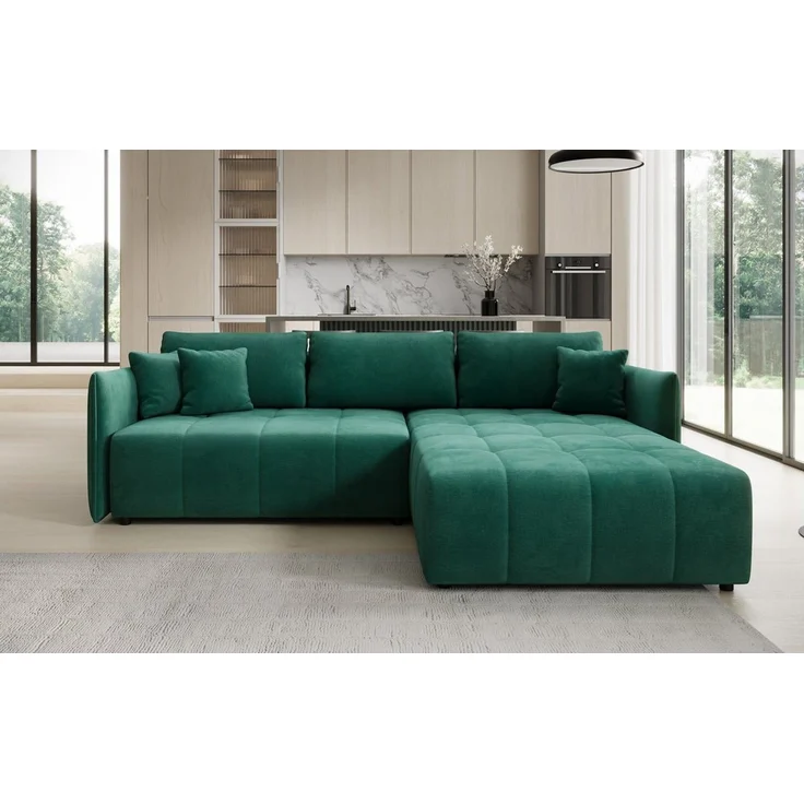 Luxusbetten24 Schlafsofa Designer Sofa Velaro L in Samt, mit Stauraum und Schlaffunktion – Bild 2