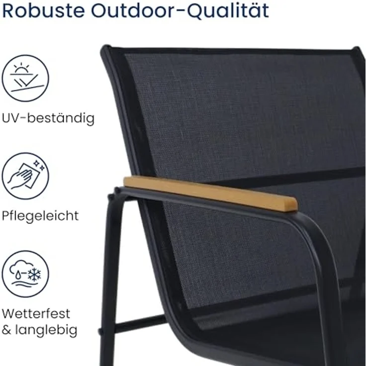 Home Collective Gartenlounge-Set Lounge Möbel Outdoor Gartenlounge Gartenmöbel 4-teilig in schwarz, wetterfest & pflegeleicht, ideal für Terrasse Balkon oder Garten – Bild 4