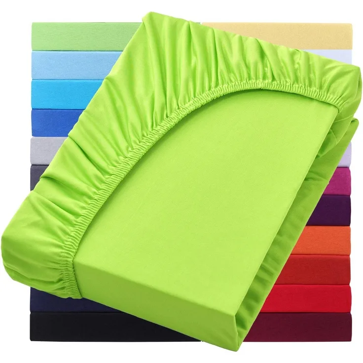NatureMark Spannbettlaken Jersey Basic Spannbetttuch, 100% Baumwolle, Gummizug: rundum, (1 Stück), in vielen Größen und Farben, bis 40cm Steghöhe, 200x220cm, Apfelgrün