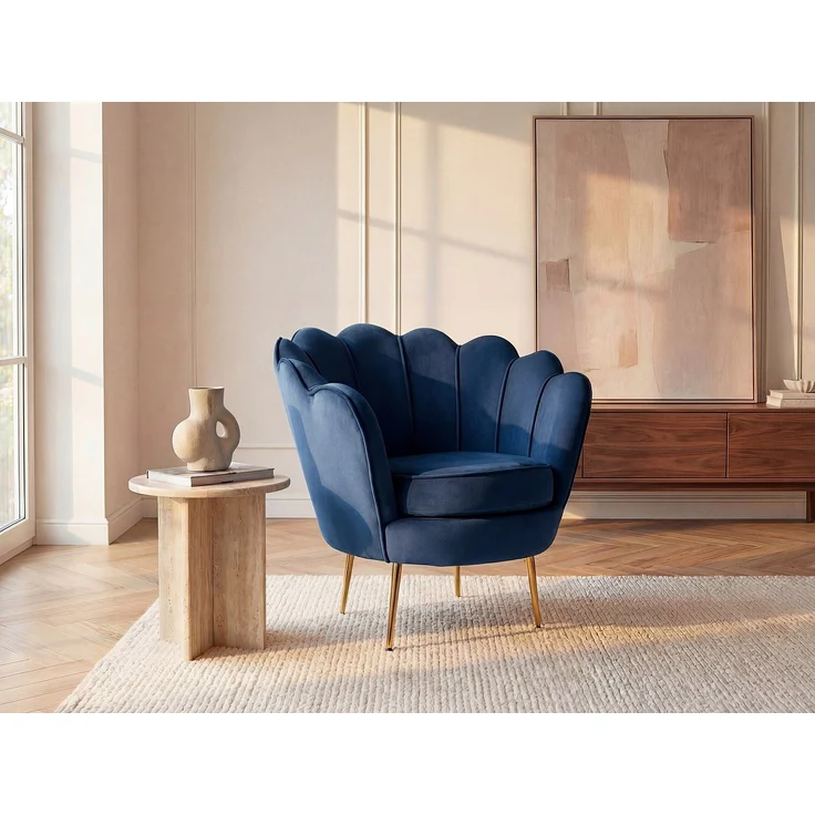 Vente-unique - DANDELION - Sessel mit gerader Rückenlehne - Metall - Marineblau - 78 x 75 x 76.5 cm – Bild 2