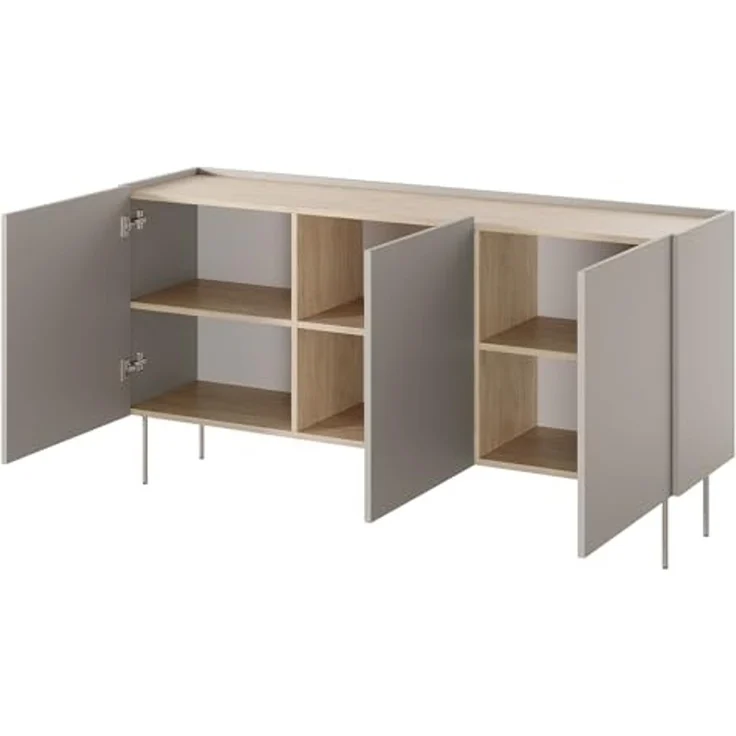 Lomadox Sideboard DELFT-141, in kaschmir und Eiche, 170 cm breit, grifflos – Bild 4