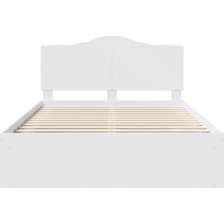 vidaXL Bettrahmen mit Kopfteil Weiß 140 x 200 cm Massives Kiefernholz 3413299 – Bild 6