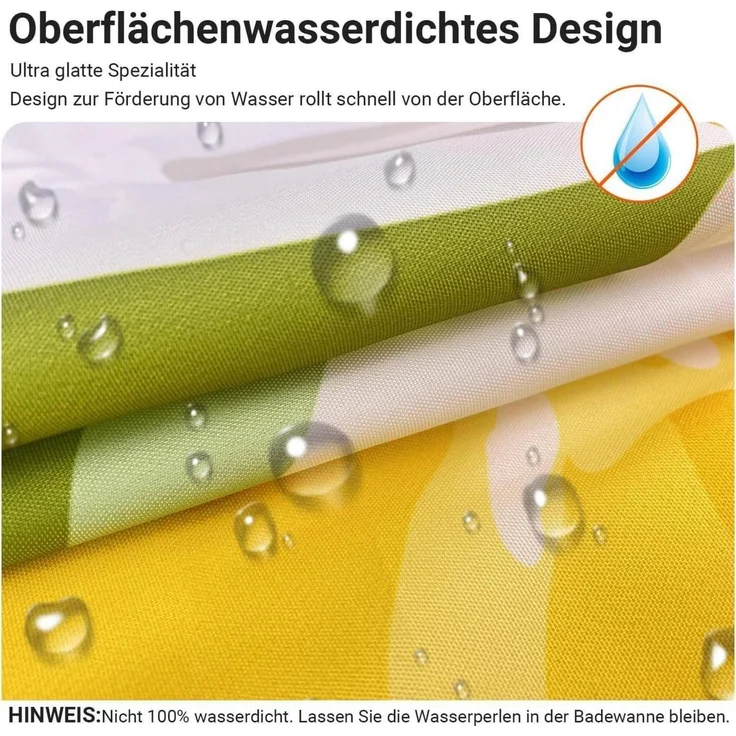 Duschvorhang Zitronenblätter 180x200cm wasserabweisend Waschbar Polyester 12 – Bild 2