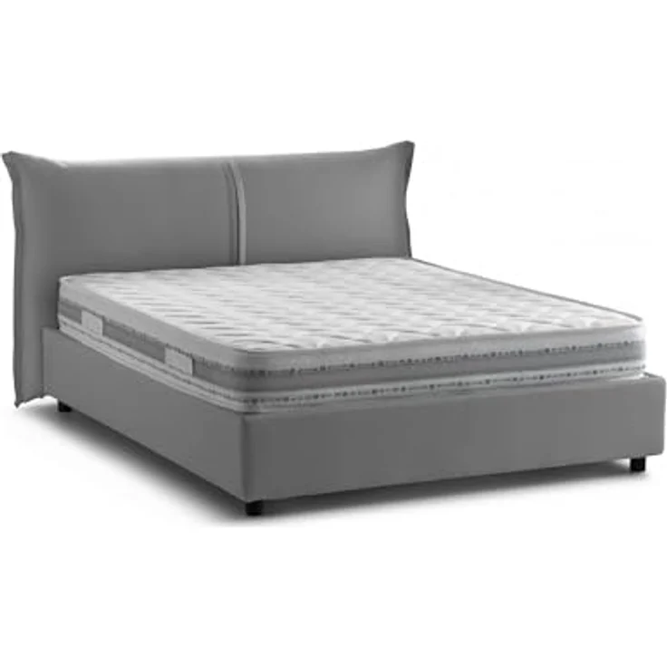 Talamo Italia - Doppelbett Clelia, 100 % Made in Italy, Öffnung vorne, inklusive Matratze 160 x 190 cm, Grau – Bild 4
