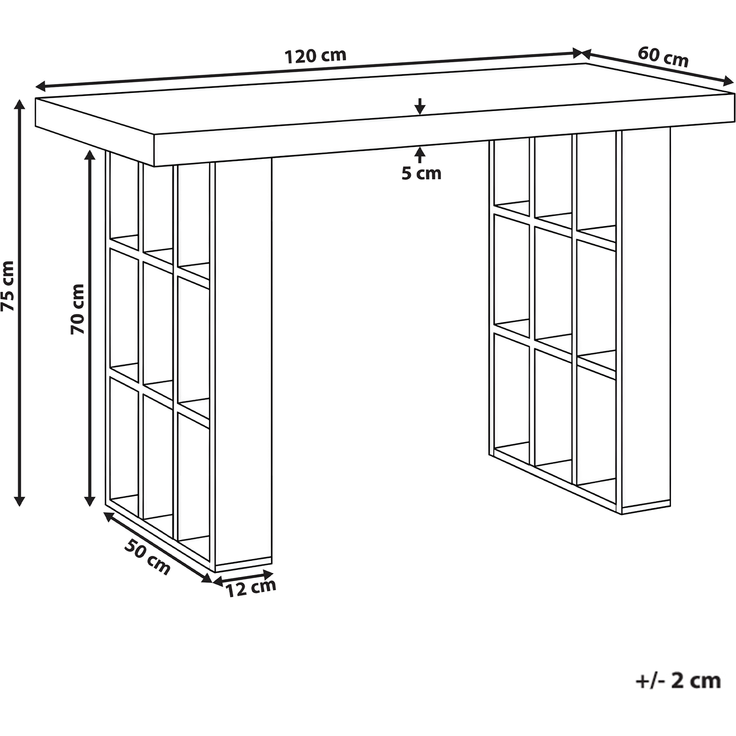 Schreibtisch ELURA Hellbraun 120 cm 60 cm mit Fächern – Bild 2