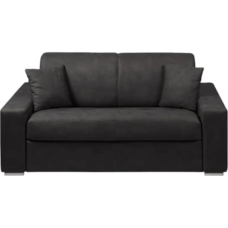 Schlafsofa 2-Sitzer Stoff EMIR - Anthrazit - Liegefläche: 120 cm - Matratzenhöhe: 22 cm
