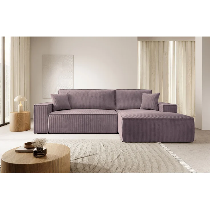 Selsey 'Farese New' Ecksofa mit Cordbezug, Schlaffunktion und Stauraum, Rosa, rechts – Bild 2