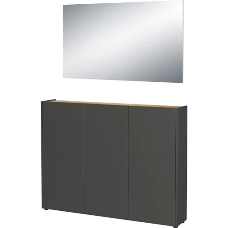 Germania 2-TLG. Garderoben-Set 9876-549 GW-Libbiano, in Graphit/Navarra-Eiche-Nb, mit geringer Tiefe, 138 x 200 x 25 cm (BxHxT)