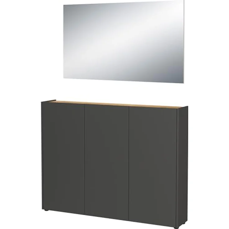 Germania 2-TLG. Garderoben-Set 9876-549 GW-Libbiano, in Graphit/Navarra-Eiche-Nb, mit geringer Tiefe, 138 x 200 x 25 cm (BxHxT) – Bild 1