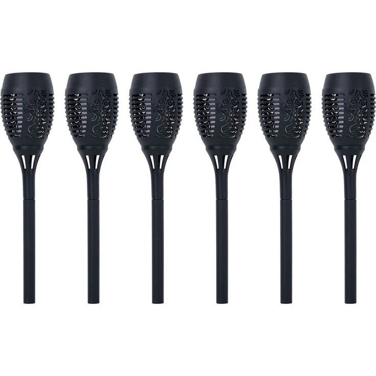 6er Set LED Solarleuchte, Fackel, Feuereffekt, schwarz, H 50 cm – Bild 1
