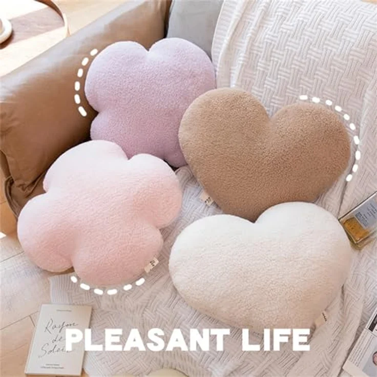 Herzkissen, Herz Kissen Kinderzimmer Decor, Kuschelkissen Kinder Herzform Dekokissen Kopfkissen Kissen Zierkissen für Wohnzimmer Sofa Kind Schlafzimmer Bett (Lila Herz,40 cm) – Bild 6