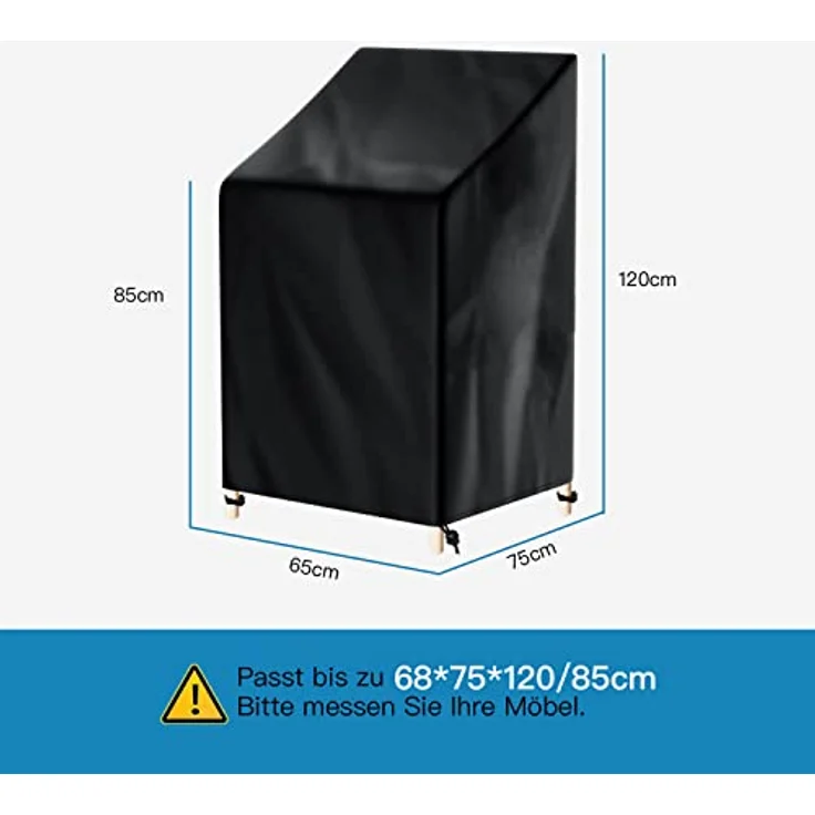Awnic Gartenstuhl Schutzhülle Abdeckung, 210D Stuhlüberzug Stuhlhüllen Polyester Gewebe Wasserdicht Reißfest 65X75X85X120cm – Bild 3