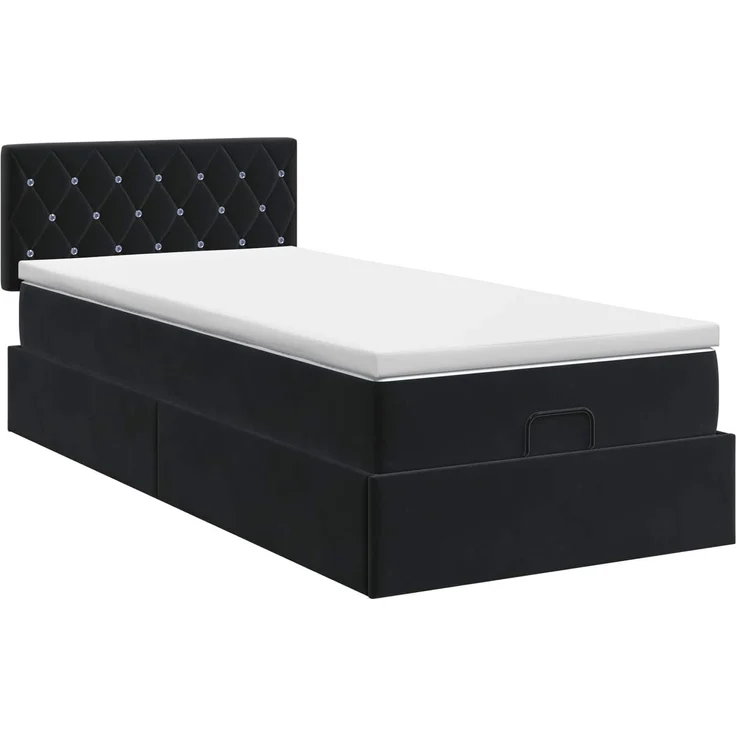 vidaXL Ottoman Bett mit Matratze mit Kopfteil Schwarz 80 x 200 cm Samt 3456449 – Bild 8
