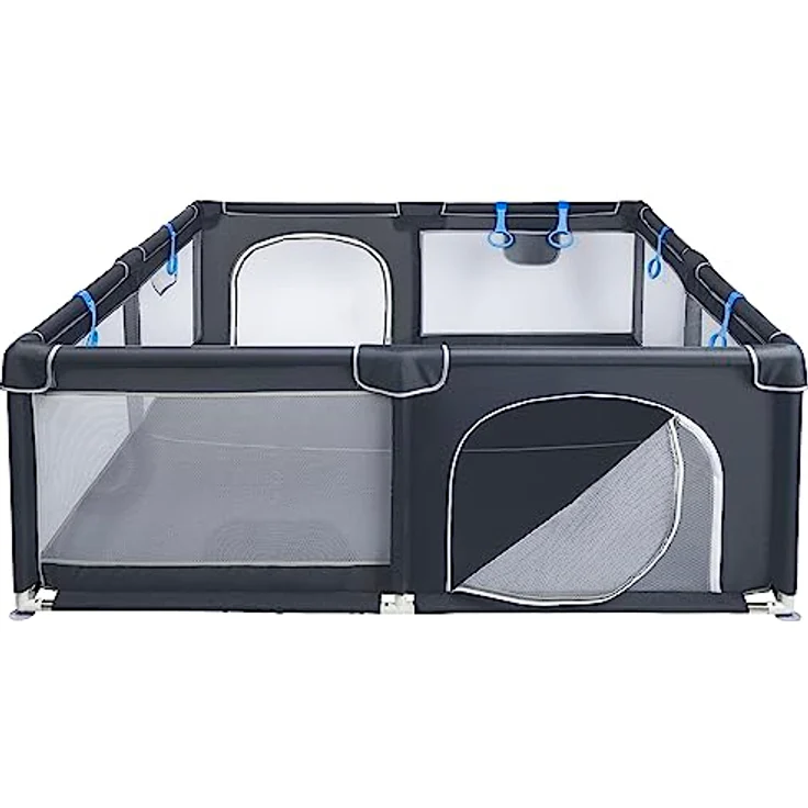 ONVAYA® Laufgitter | Laufstall für Babys | 160x160 cm | Schutzgitter für Kinder | Rechteckiges Krabbelgitter | Absperrgitter | Babyzaun in Grau | sicher & schadstofffrei – Bild 2