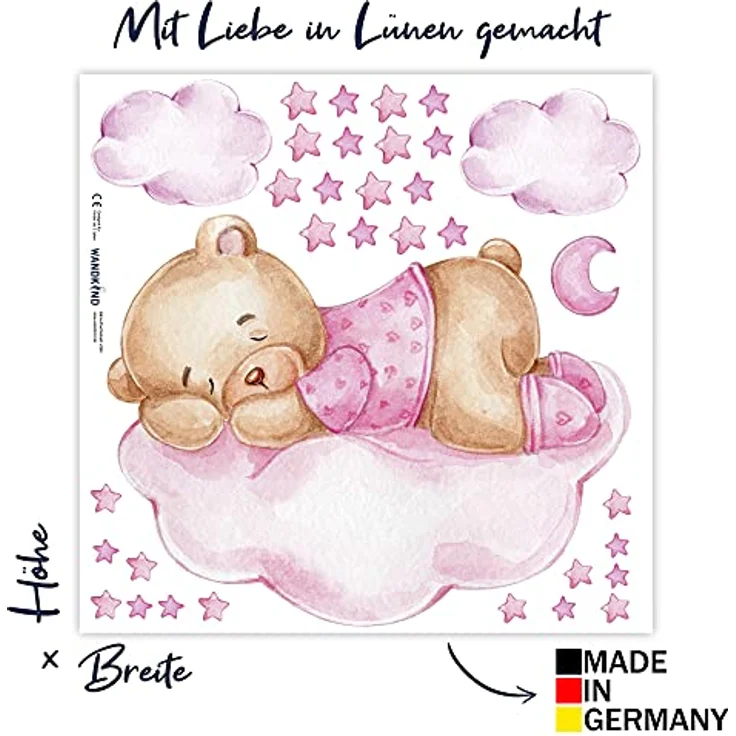 WANDKIND Wandtattoo Bär auf der Wolke ROSA V269, selbstklebend – Bild 3