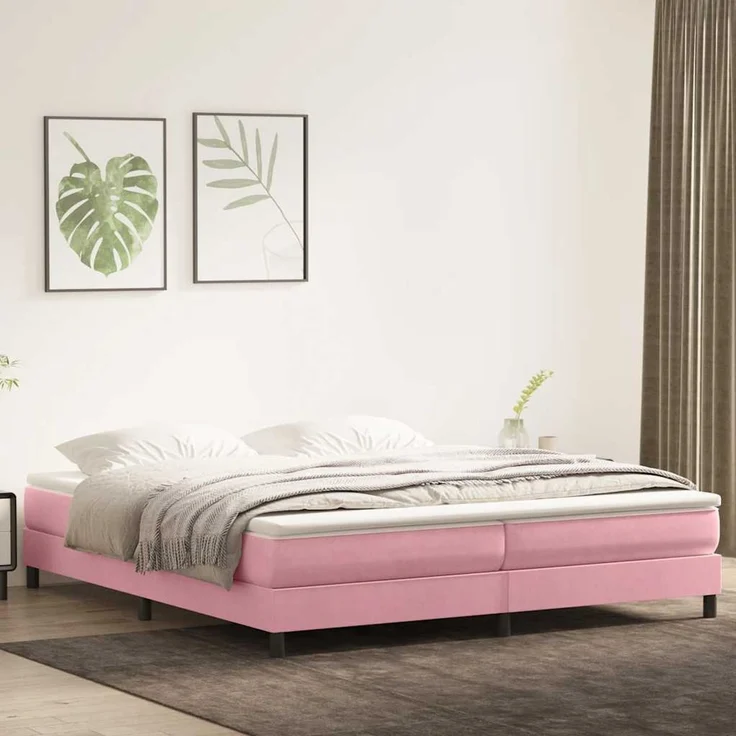 vidaXL Boxspringbett ohne Matratze Rosa 200x210 cm Samt 3315848 – Bild 1