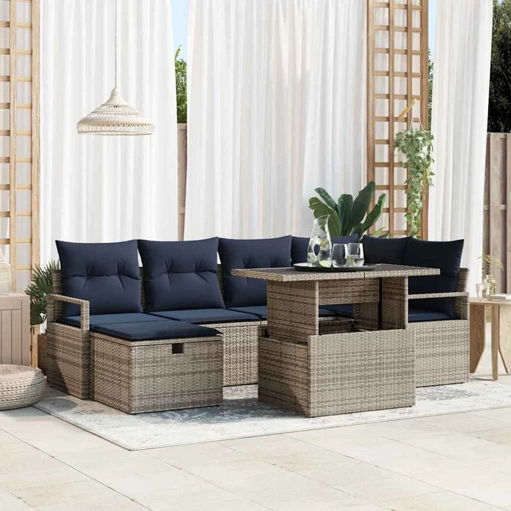 vidaXL Gartensofa-set 7 stk. Poly-Rattan 3359802 – Bild 1