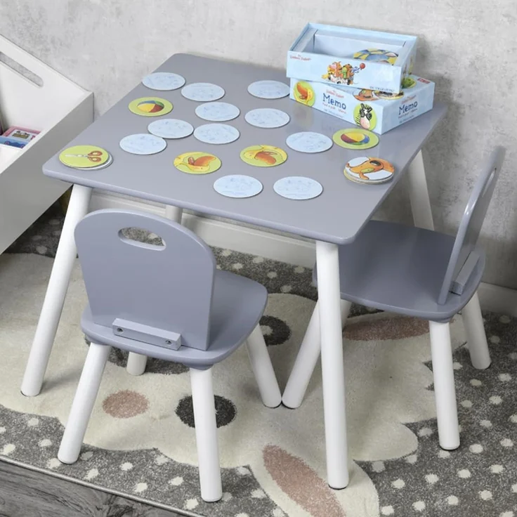 Kesper Kindertisch mit 2 Stühlen, Faserplatte grau / weiß – Bild 4