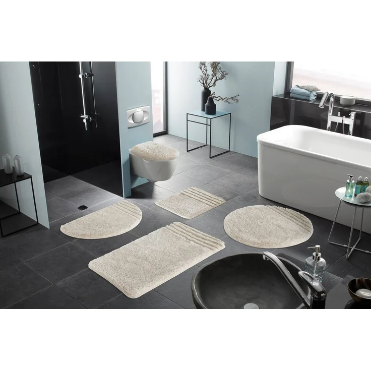 Möve Badematte Loft, Badvorleger, Badezimmer Teppich, Höhe 30 mm, rutschhemmend beschichtet, fußbodenheizungsgeeignet, schnell trocknend, strapazierfähig, Polyacryl, rund, Badteppich, Badematten auch als 2 teiliges Set & rund – Bild 3